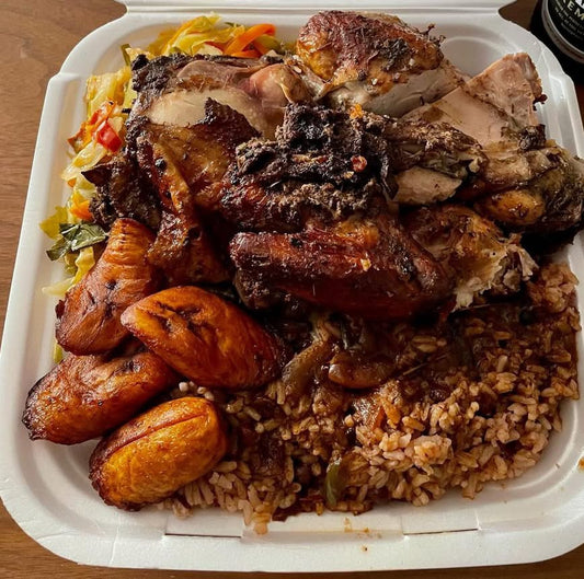 Jerk Chicken with rice and Peas